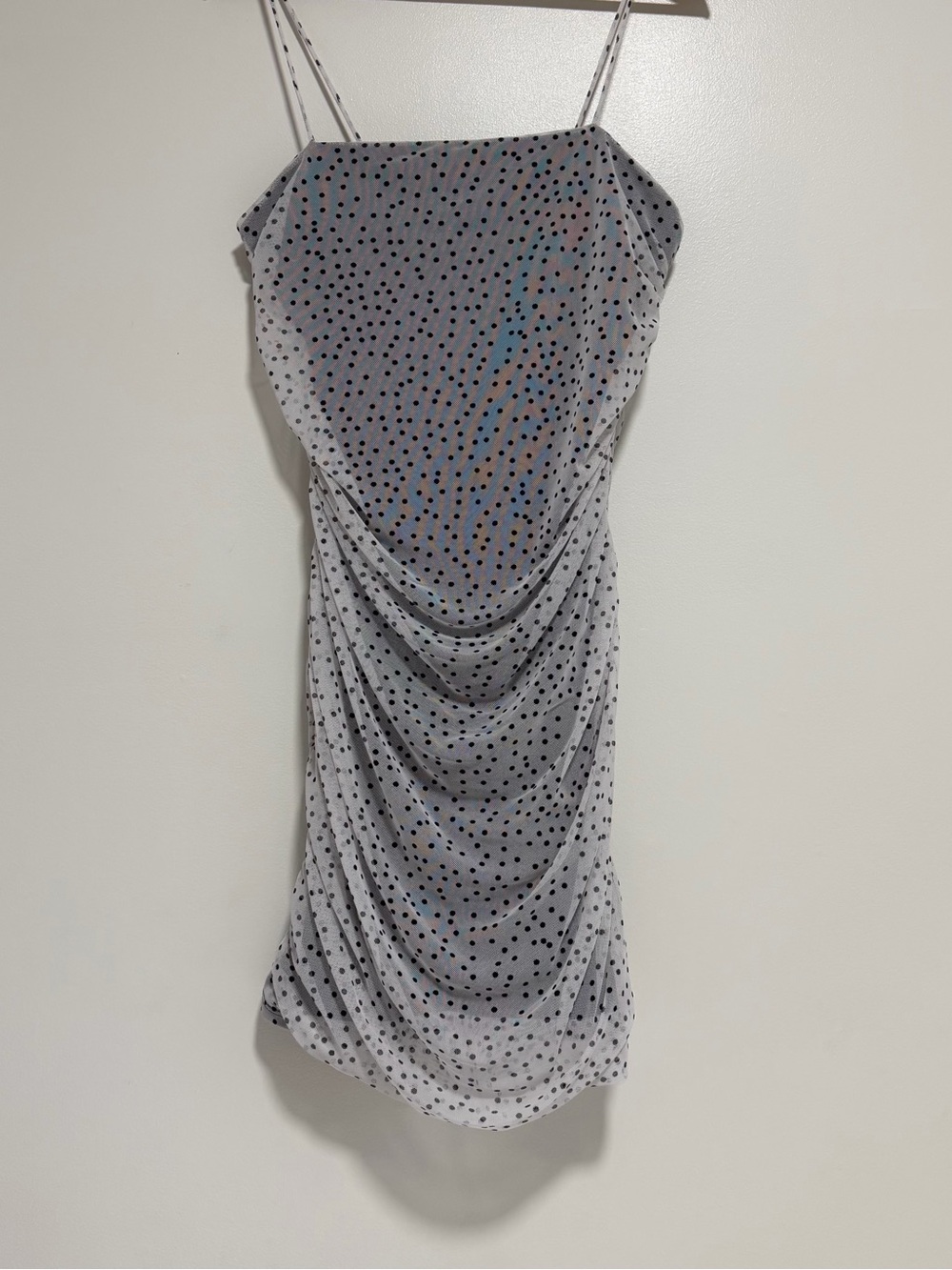 Ripe Polka Dot Mesh Ruched Mini Dress - Size XL - Picture 2 of 7